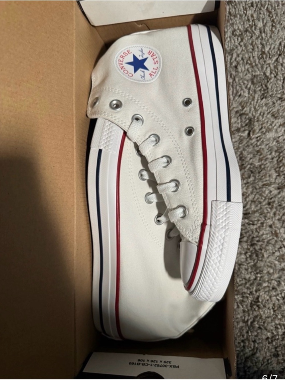 Converse White High Top Sneakers with Red & Navy Accents - Picture 3 of 3